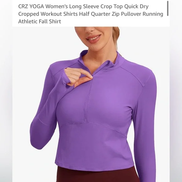 NWT CRZ YOGA Long Sleeve Workout Crop Top - Picture 14 of 14